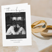 Modern Minimalist Black and white Wedding Photo Dankeskarte