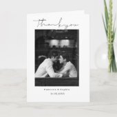 Modern Minimalist Black and white Wedding Photo Dankeskarte (Vorderseite)