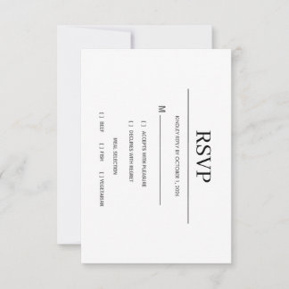 Modern Minimalist Black and White Wedding RSVP Car Karte