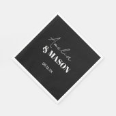 Modern Minimalist Black and White Wedding Serviette (Ecke)