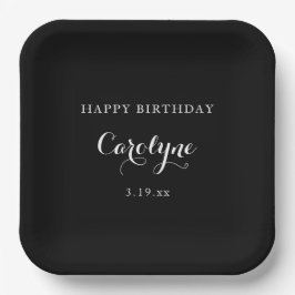 Modern Minimalist Black Birthday Pappteller