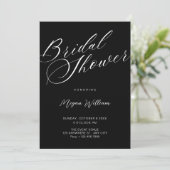 Modern minimalist Black bridal shower Einladung (Stehend Vorderseite)