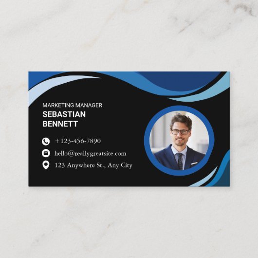 Modern Minimalist Black Custom Visitenkarte (Vorderseite)