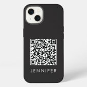 Modern Minimalist Black Executive QR Code Monogram iPhone Hülle (Rückseite)