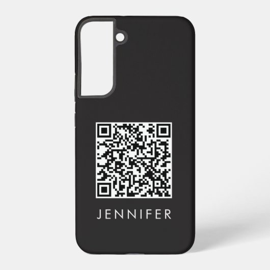 Modern Minimalist Black Executive QR Code Monogram Samsung Galaxy Hülle (Rückseite)