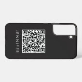 Modern Minimalist Black Executive QR Code Monogram Samsung Galaxy Hülle (Rückseite (Horizontal))