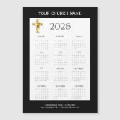 Modern Minimalist Black Gold 2026 Calendar Magnet (Vorderseite)
