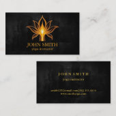 Modern Minimalist Black Gold Lotus Yoga Instructor Visitenkarte (Vorne/Hinten)