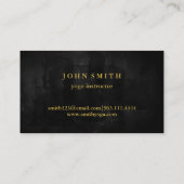 Modern Minimalist Black Gold Lotus Yoga Instructor Visitenkarte (Rückseite)