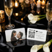 Modern Minimalist Black Heart QR Code RSVP  Begleitkarte