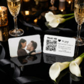 Modern Minimalist Black Heart QR Code RSVP  Begleitkarte
