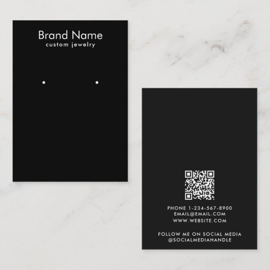 Modern Minimalist Black Jewelry Display Card Visitenkarte (Vorne/Hinten)