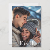 Modern Minimalist Black Line Photo Wedding Einladung (Rückseite)