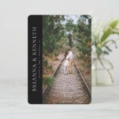 Modern Minimalist Black Photo Save the Date Einladung (Stehend Vorderseite)