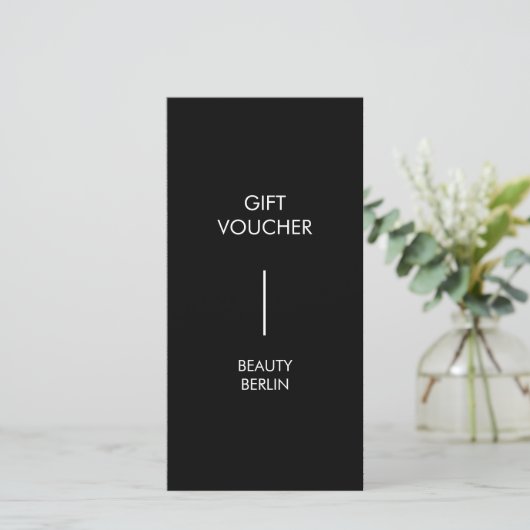 Modern Minimalist Black QR Code Gift Certificate (Stehend Vorderseite)