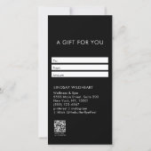 Modern Minimalist Black QR Code Gift Certificate (Rückseite)