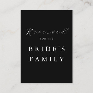 Modern Minimalist Black Reserved Wedding Sign Platzkarte