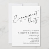 Modern Minimalist | Black Script Engagement Party Einladung (Vorderseite)