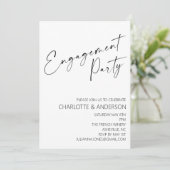 Modern Minimalist | Black Script Engagement Party Einladung (Stehend Vorderseite)