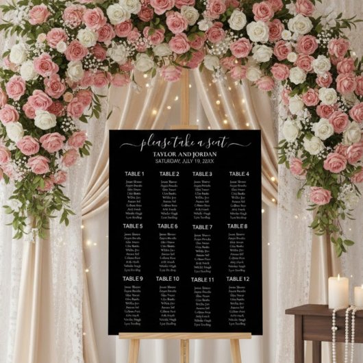 Modern Minimalist Black Wedding Seating Chart Acrylschild