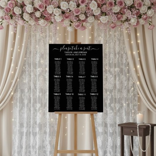 Modern Minimalist Black Wedding Seating Chart Acrylschild
