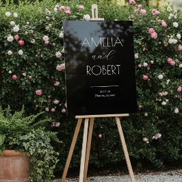 Modern Minimalist Black Wedding Welcome Acrylschild