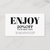 Modern Minimalist Black White Bold Beauty Rabattkarte (Vorderseite)