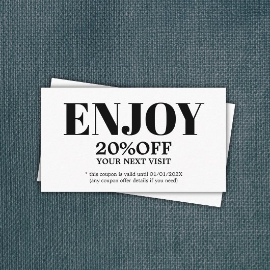 Modern Minimalist Black White Bold Beauty Rabattkarte