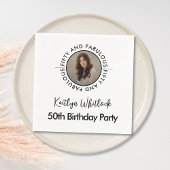 Modern Minimalist Black White Fifty and Fabulous Serviette