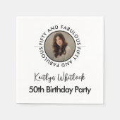 Modern Minimalist Black White Fifty and Fabulous Serviette (Vorderseite)