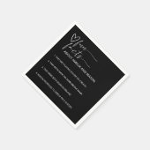 Modern Minimalist Black & White Fun Facts Wedding Serviette (Ecke)