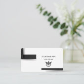 Modern Minimalist Black & White Logo Business Card Visitenkarte (Stehend Vorderseite)