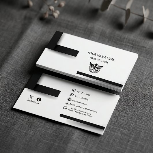 Modern Minimalist Black & White Logo Business Card Visitenkarte