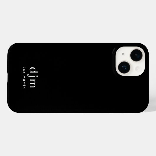 Modern Minimalist Black & White Monogram Name Case-Mate iPhone Hülle (Rückseite (Horizontal))