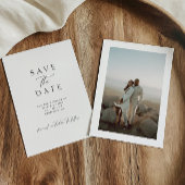 Modern Minimalist Black & White Photo Wedding Save The Date