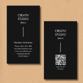 Modern Minimalist Black White QR Code Visitenkarte
