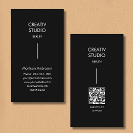 Modern Minimalist Black White QR Code Visitenkarte