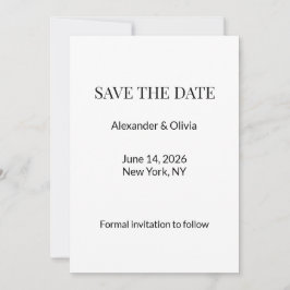 Modern Minimalist Black White Save the Date
