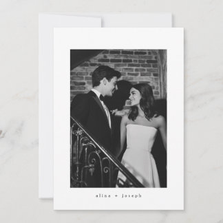 Modern Minimalist Black White Simple Photo Wedding Einladung