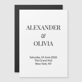 Modern Minimalist Black White Wedding Invitation Magneteinladung (Vorne/Hinten)