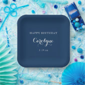 Modern minimalist blau Geburtstag  Pappteller (Party)