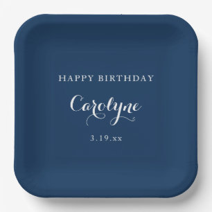 Modern minimalist blau Geburtstag  Pappteller