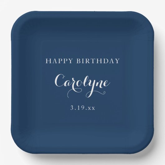 Modern minimalist blau Geburtstag  Pappteller (Vorderseite)