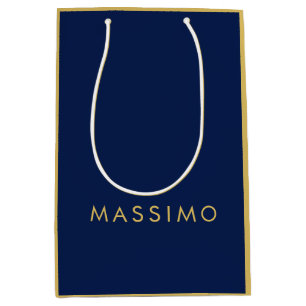 Modern minimalist blau gold professionell trendy mittlere geschenktüte
