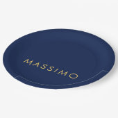 Modern minimalist blau Gold professionell trendy Pappteller (Schrägansicht)