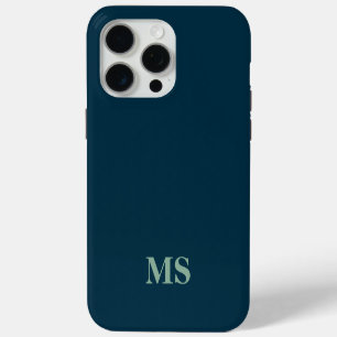 Modern minimalist blaues individuelles Anfangsmono iPhone 15 Pro Max Hülle