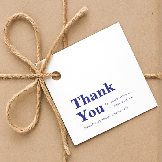 Modern Minimalist Blue Birthday  Geschenkanhänger