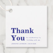 Modern Minimalist Blue Birthday  Geschenkanhänger (Vorderseite)