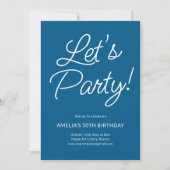 Modern Minimalist Blue Birthday Party Chic Einladung (Vorderseite)