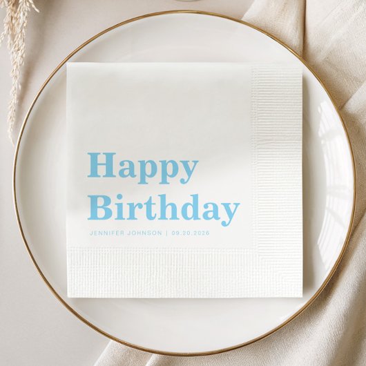 Modern Minimalist Blue Birthday Serviette